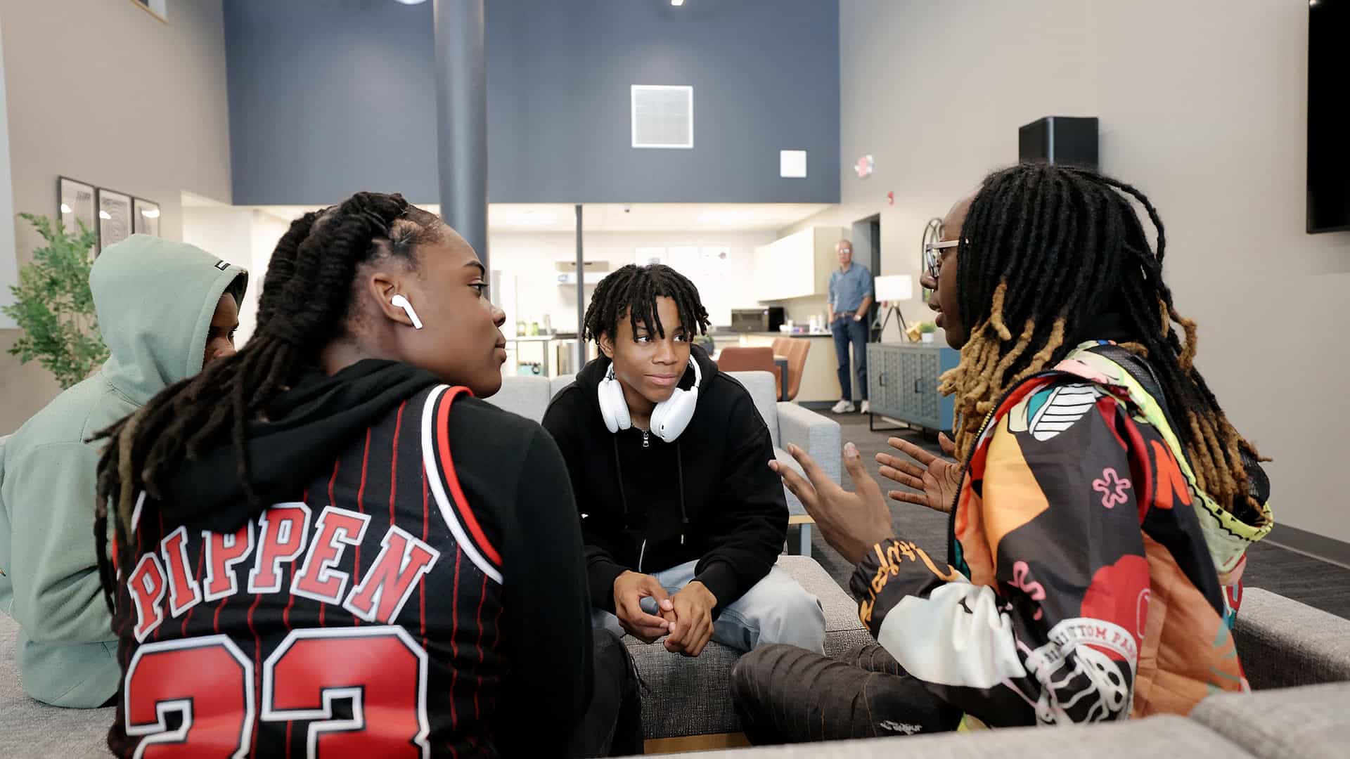 Teens talking at East Liberty Ministry Hub